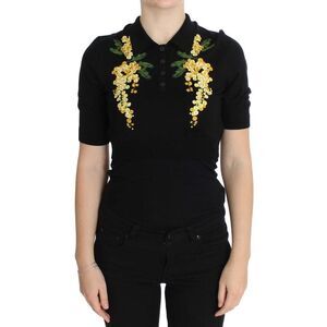 Dolce & Gabbana Floral Polo Shirt Short Sleeves Casual Top Women Black Tops &